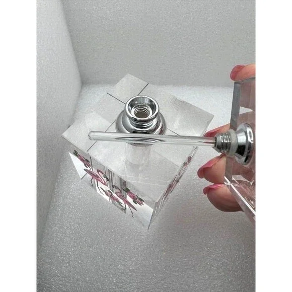 Beautiful Crystal Perfume Bottle with Hand Painted Flamingos - Picture 4 of 11